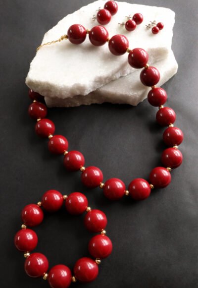 Colar de Bola Resina Cherry