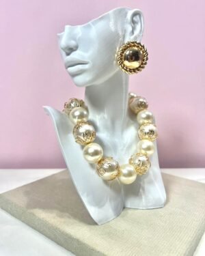 Colar Pérola com Banho Dourado
